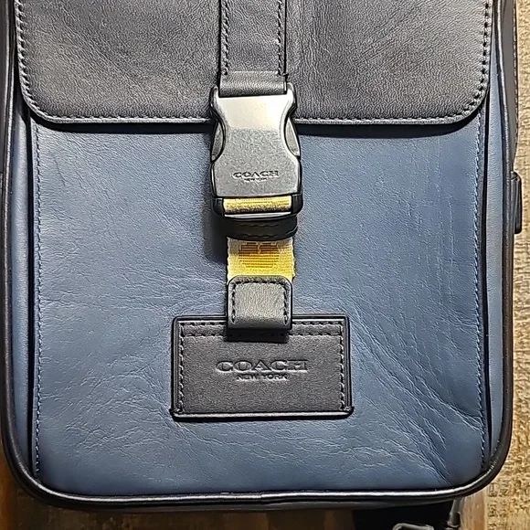 Coach Track Pack In Colorblock - All Calf Leather - Gunmetal-Lime-Green - Picture 2 of 12